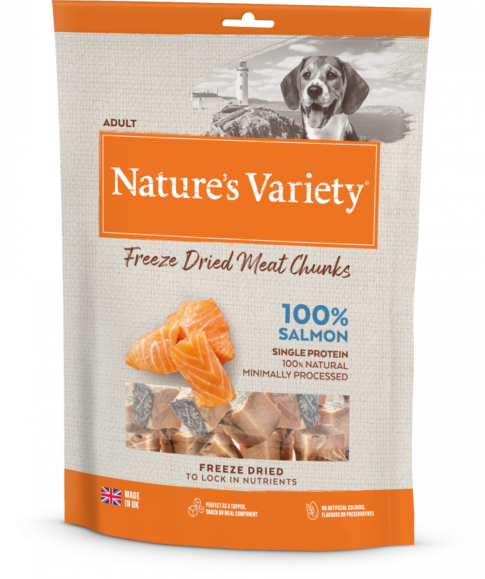 100 Salmon Chunks Natural Dog Food Freeze Dried Chunks